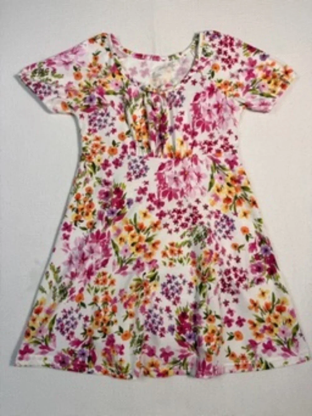 The Children’s Place Girls Floral Dress Pink Multicolor Short Sleeve A-Line